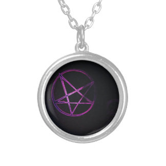 yaei purple pentagram   silver plated necklace