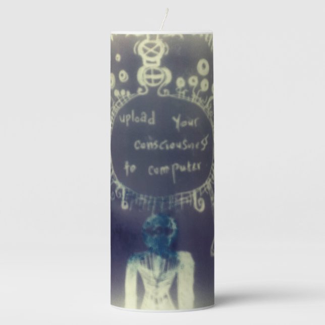 yaei Upload your consciousness to computer Pillar Candle (Front)