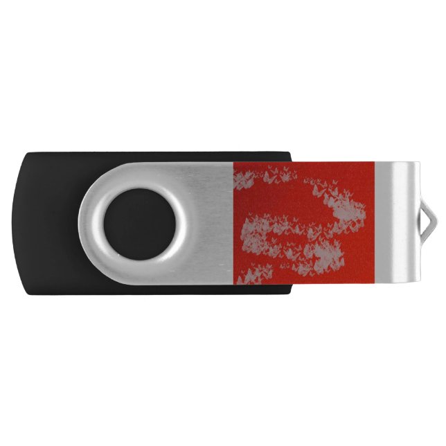 Yaei White  red butterfly project Flash Drive (Front)