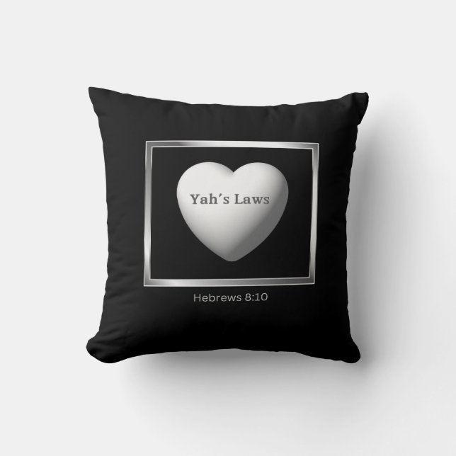 Yah's Laws Written On Our Hearts Throw Pillow (Front)
