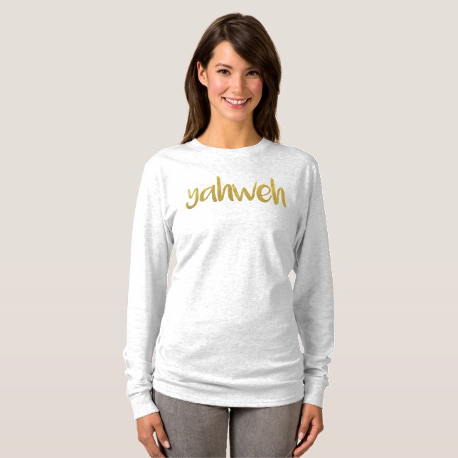YAHWEH Gold Lettering Hebrew Name Of God  T-Shirt (Front Full)