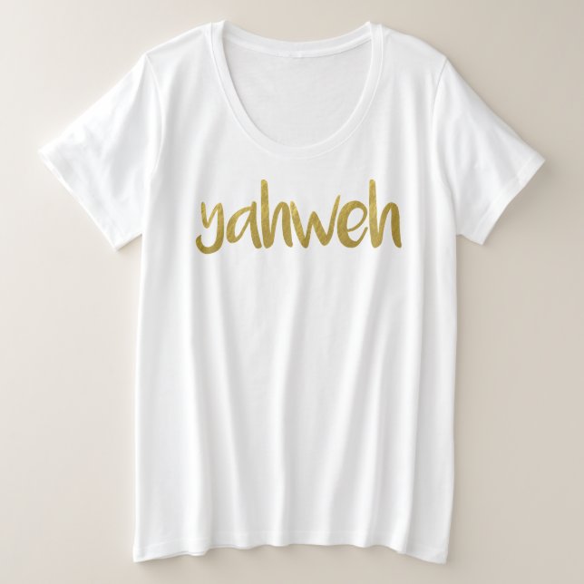 YAHWEH Gold Lettering Hebrew Name Of God  T-Shirt (Design Front)