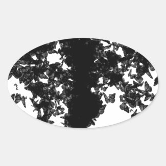yaie black swallowtail butterfly oval sticker