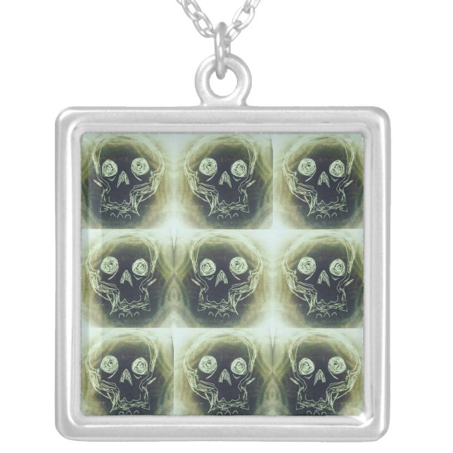yaie yaei Skull 666  Silver Plated Necklace (Front)