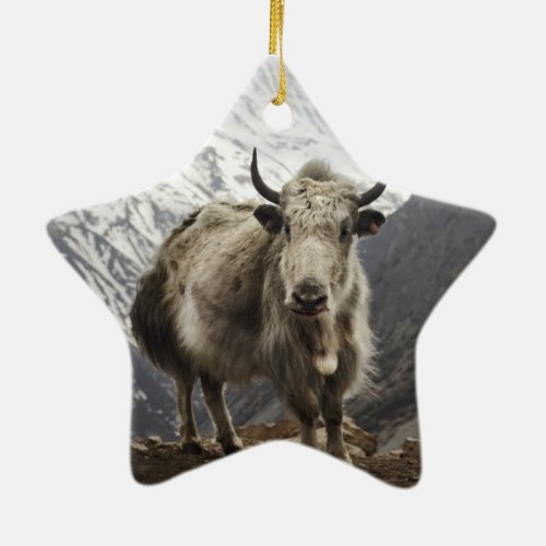 Yak in Nepal Ceramic Ornament