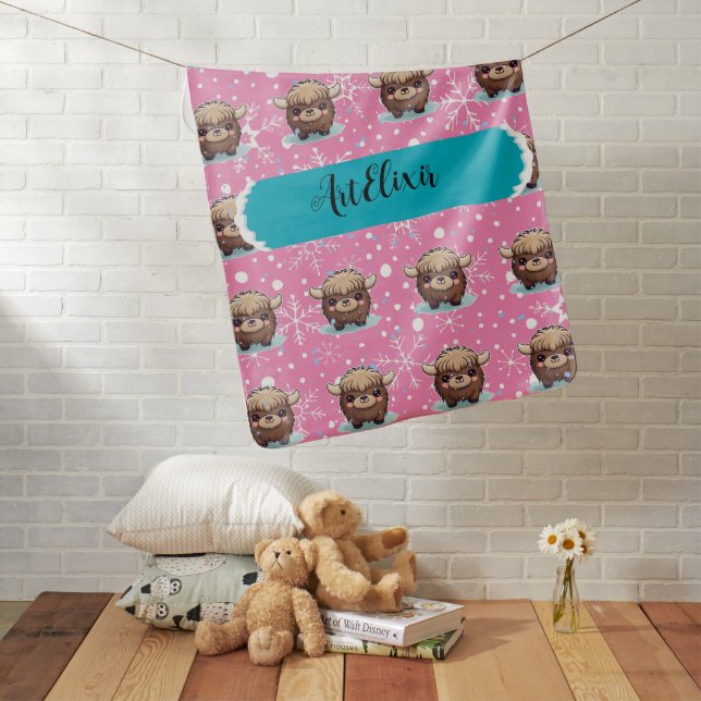 Yak Kawaii Purple Print Baby Blanket (In Situ)