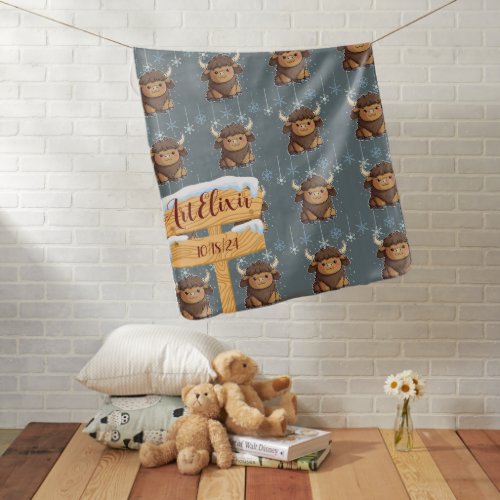 Yak Kawaii Sitting Print Baby Blanket