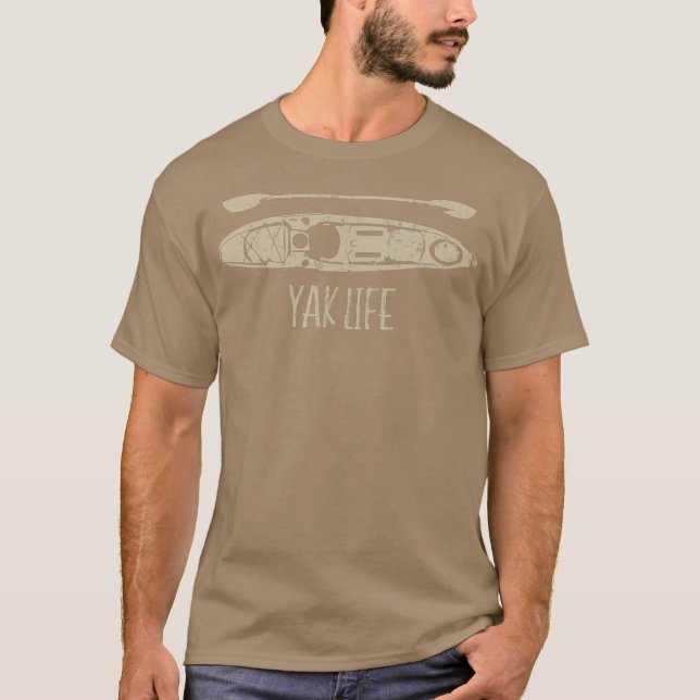 Yak Life   Kayak Life Kayaking and Paddling T-Shirt (Front)