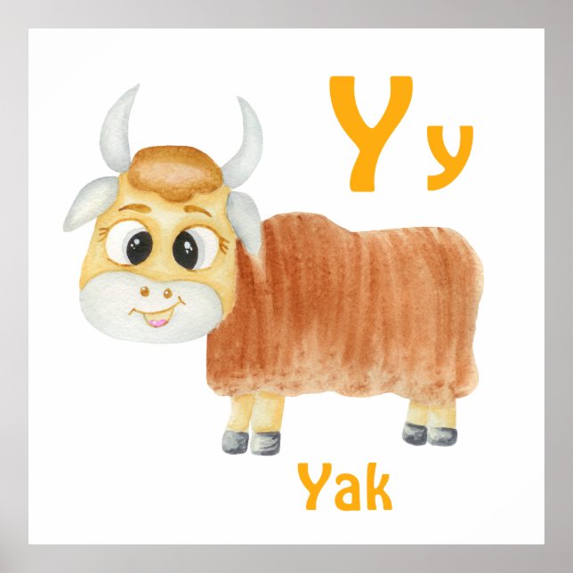 Yak personalize ABC: Letter Y - Add Your Name Poster (Front)