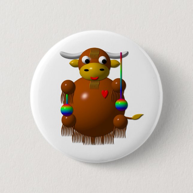 Yak playing with Yo-Yos Button (Front)