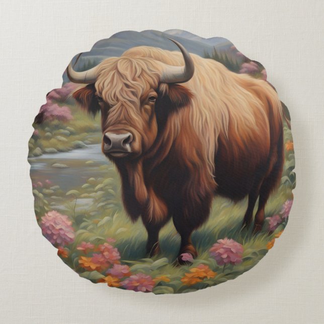 Yak Round Pillow (Front)