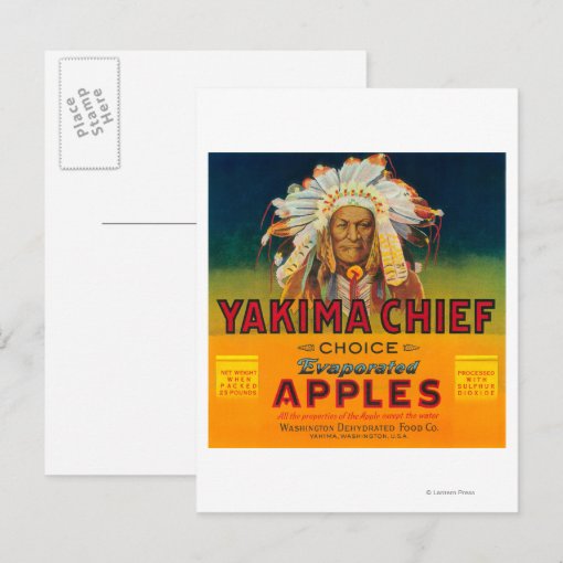Yakima Chief Apple Label Yakima, WA Postcard Zazzle