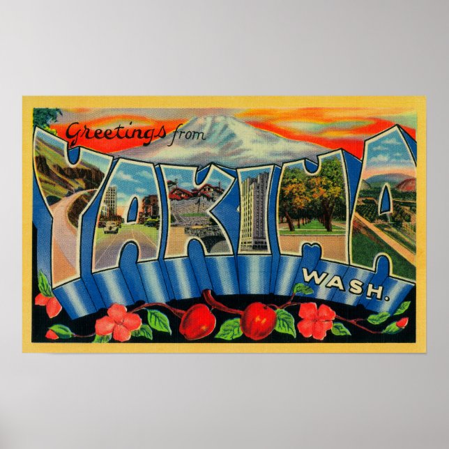 Yakima, Washington - Large Letter Scenes Poster (Front)