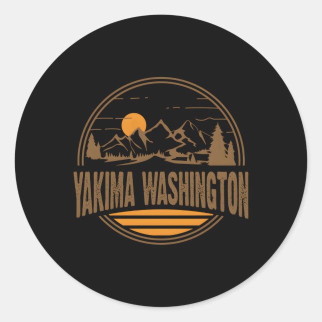 Yakima Washington Mountain Hiking Print Classic Round Sticker (Front)