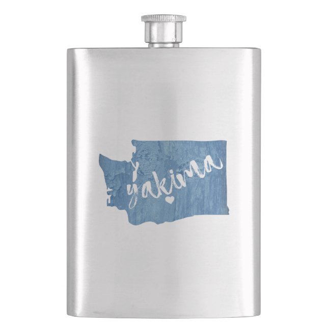 Yakima Washington Wood Grain Flask (Front)
