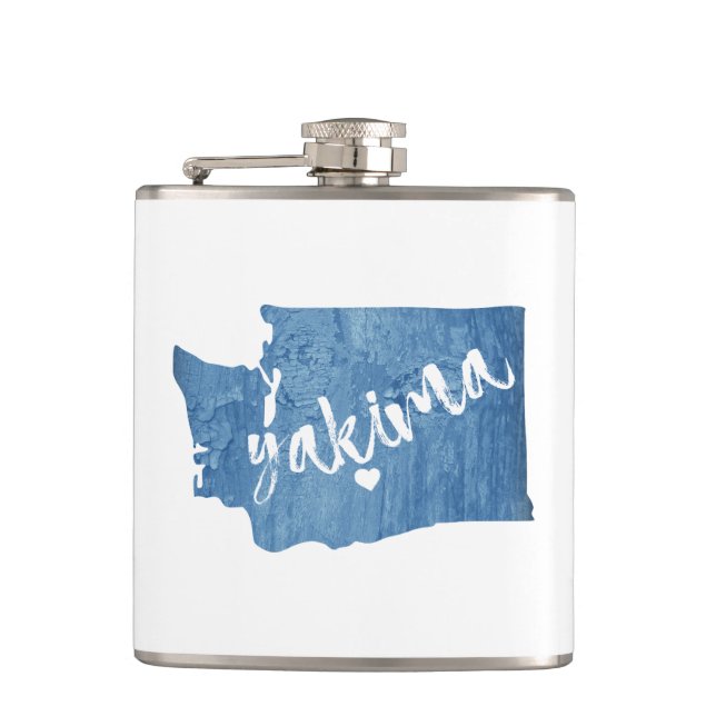 Yakima Washington Wood Grain Flask (Front)