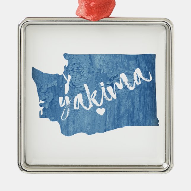 Yakima Washington Wood Grain Metal Ornament (Front)