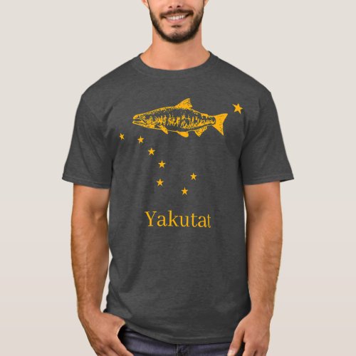 Yakutat Alaska State Flag Salmon Fishing  T_Shirt