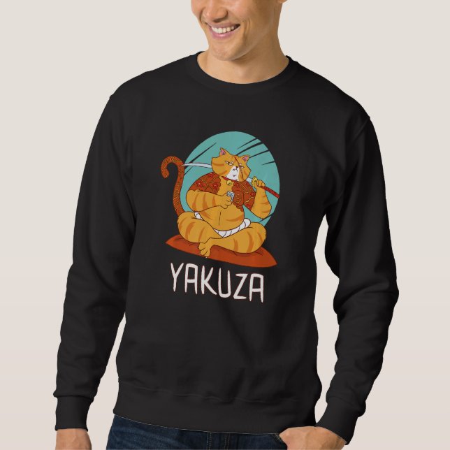 Yakuza Cat Gokudo Japanese Mafia Katana Japan Sake Sweatshirt (Front)