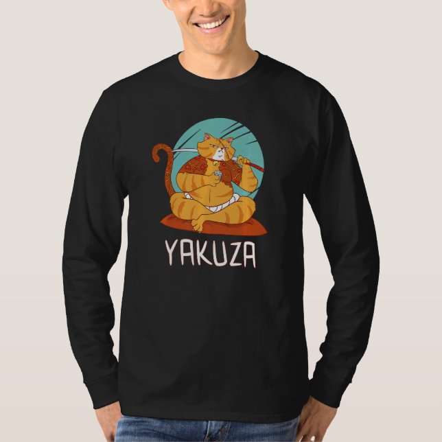 Yakuza Cat Gokudo Japanese Mafia Katana Japan Sake T-Shirt (Front)