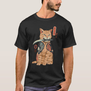Yakuza Cat Japanese Samurai Sword Katana Japan Tig T-Shirt