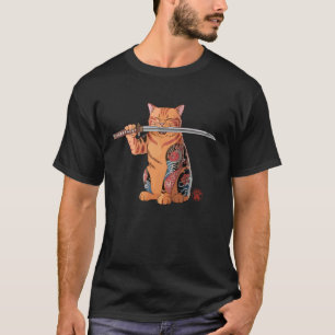 Yakuza Cat Samurai Tattoo Japanese Orange Cat Grap T-Shirt