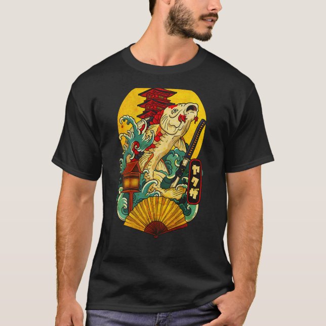 Yakuza Japanese Aesthetic Koi Carp Katana Tattoo ( T-Shirt (Front)