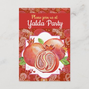 Yalda Party Red Pomegranate Invitation by Ink_Ribbon at Zazzle