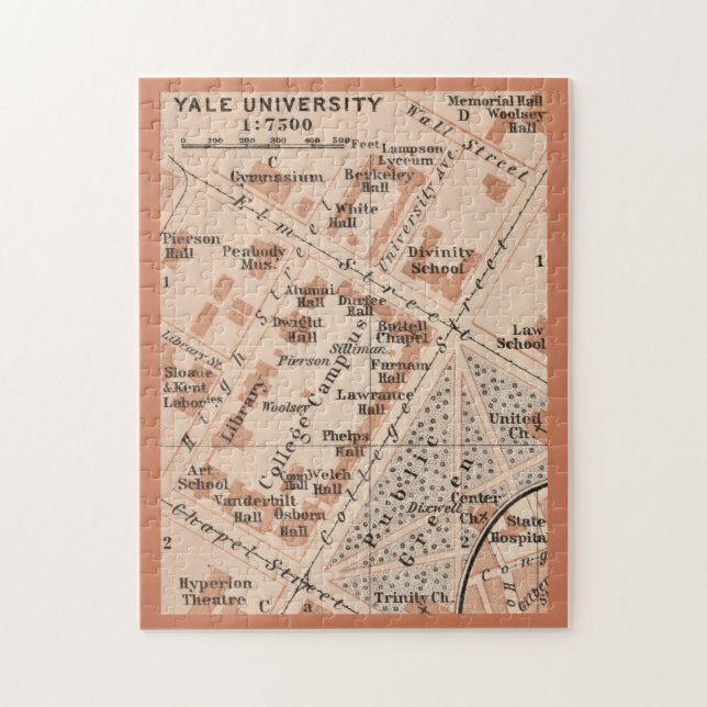 Yale University Map 11x14  Jigsaw Puzzle (Vertical)