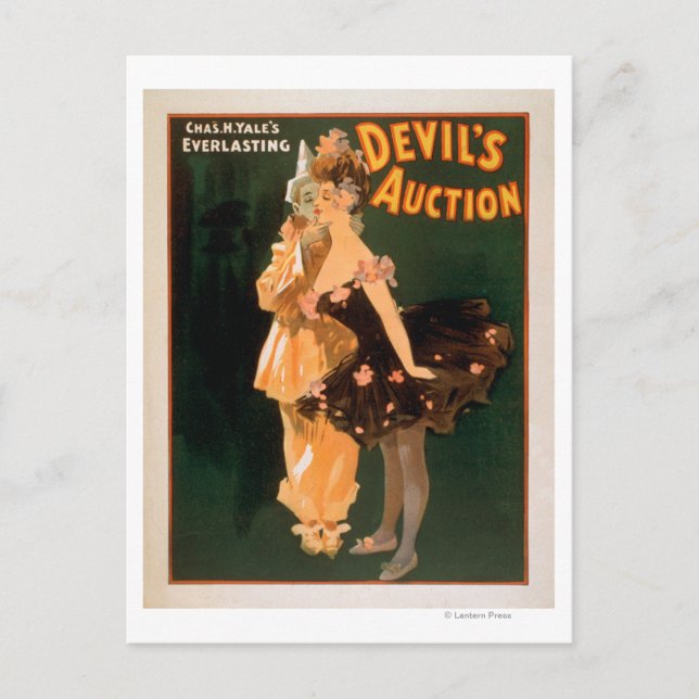 Yale's Everlasting Devil's Auction Play Postcard (Front)