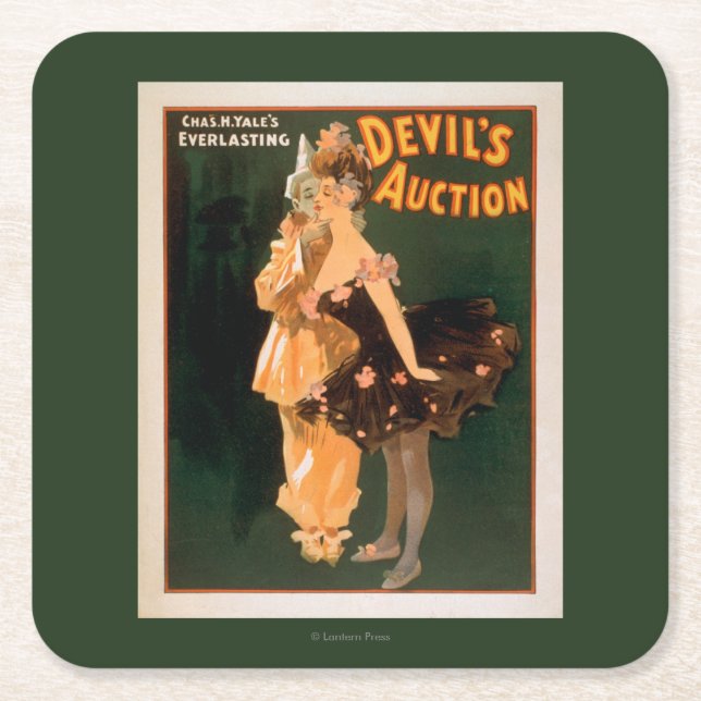 Yale's Everlasting Devil's Auction Play Square Paper Coaster (Front)