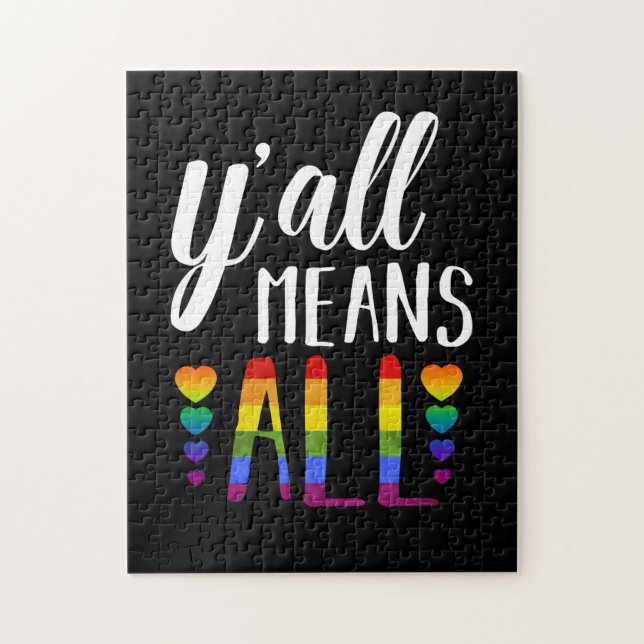 Y'all Means All LGBT Gay Lesbian Pride Parade Jigsaw Puzzle (Vertical)