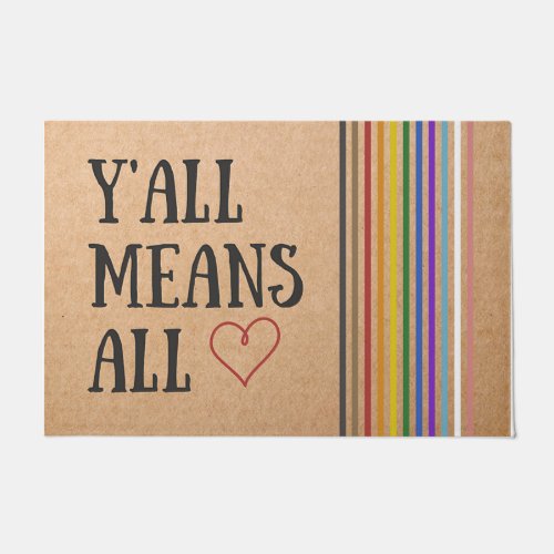 Yall Means All Mat Colorful Heart Doormat