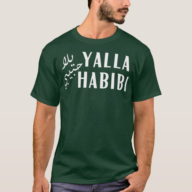 Yalla Habibi Arabic Muslim Honeymoon Valentines T-Shirt (Front)