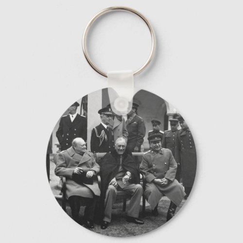 Yalta Conference Roosevelt Stalin Churchill 1945 Keychain