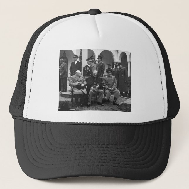 Yalta Conference Roosevelt Stalin Churchill 1945 Trucker Hat (Front)