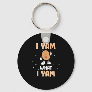 Yam What I Yam Funny Potato Pun Thanksgiving Keychain