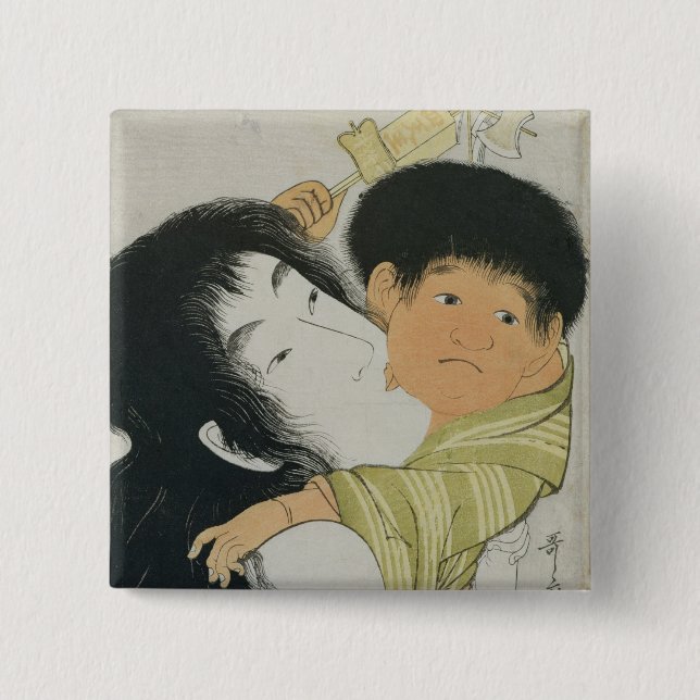 Yama-Uba and Kintoki Pinback Button (Front)