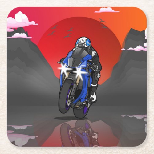 Yamaha R1 in the sunset Square Paper Coaster