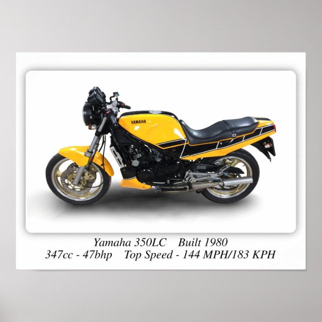 Yamaha RD350 LC Motorcycle - A3 Size Print Poster (Front)