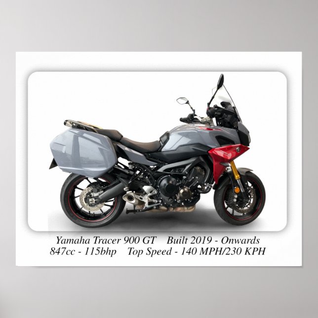 Yamaha Tracer 900 GT Motorcycle - A3 Size Print  (Front)