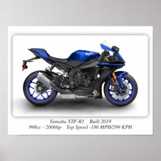 Yamaha YZF-R1 2019 Motorcycle - A3 Poster
