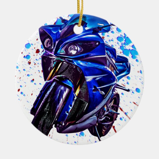Yamaha YZF R1 Art Print Ceramic Ornament (Front)