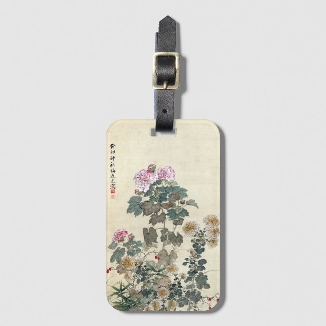 Yamamoto Baiitsu Autumn Flowers Luggage Tag (Front Vertical)