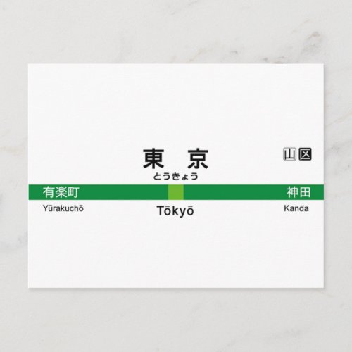 Yamanote line TOKYO 山手線 駅名看板　東京 Postcard