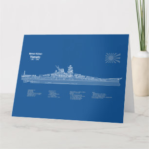 Yamato - Ship Blueprint Plans ABD Letterpress Thank You Card