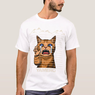 Yamero Anime Cat Funny Retro Crying Meme T-Shirt