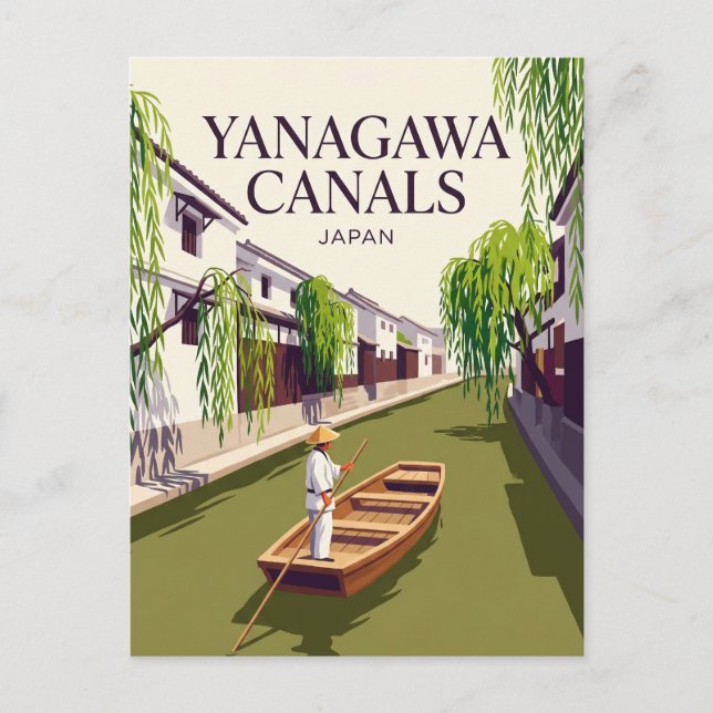 Yanagawa Canals Japan Postcard (Front)