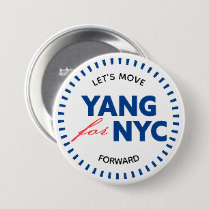 Yang for NYC Let's Move Forward 46yo Dots White Button