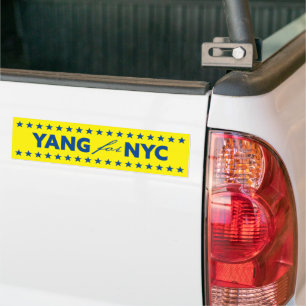 Yang for NYC New York City Mayor Blue Stars Yellow Bumper Sticker